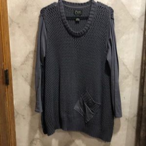 Pure hand knit gray sweater.  XL.  Worn once.